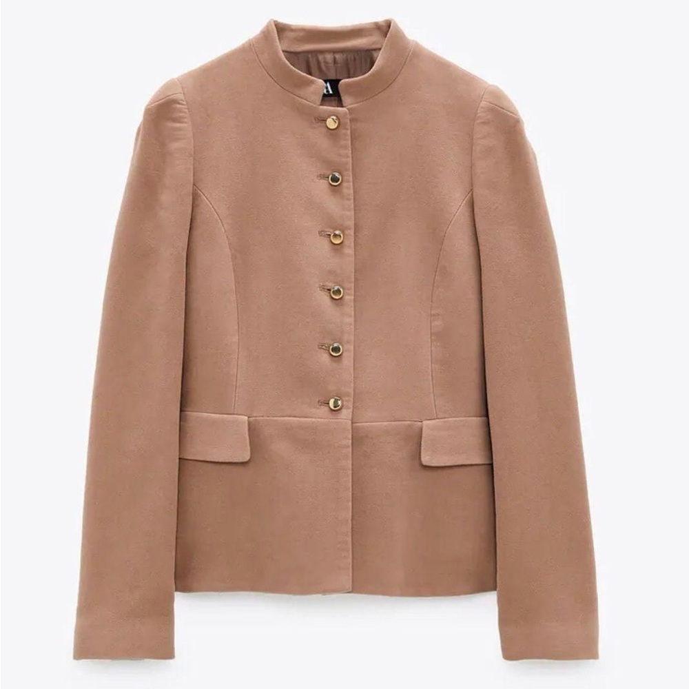 Zara Tan Blazer with Gold Buttons